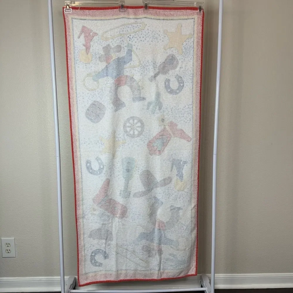 Vintage Western Cowboy Kids Novelty Beach Towel Stars Boots Cactus